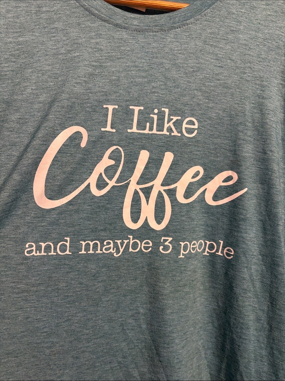 Teal Graphic Tee - "I Like Coffee" Slogan